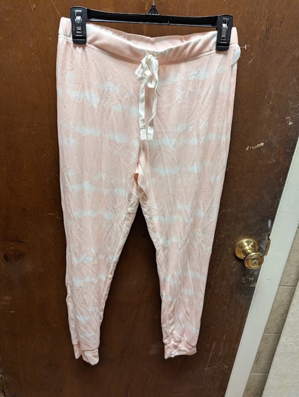 NEW Kikit small Pajama bottoms drawstring waist pink white jogger tie-dye pjs